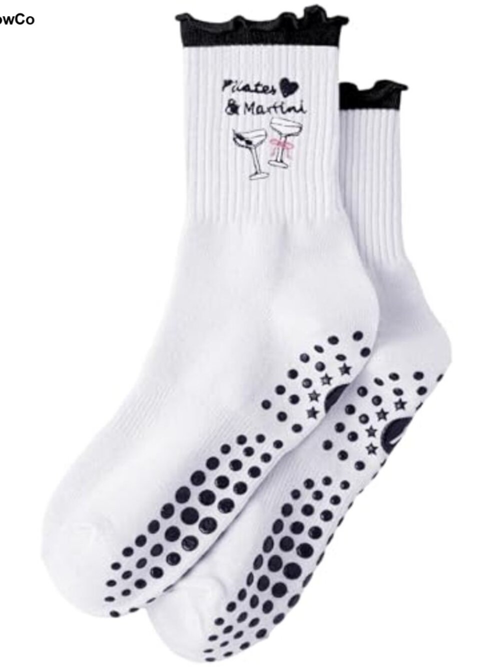 Women's Non-Slip Grip Pilates Socks Ruffle Crew Yoga Barre